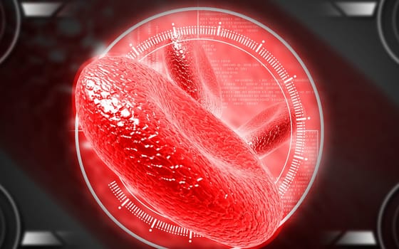 Digital illustration of blood cell in colour background
