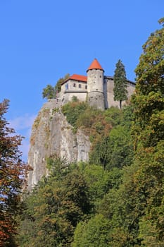 The hilltop castle in Bled in Slovenia