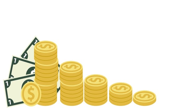 cash dollar golden coins finance success investment illustration