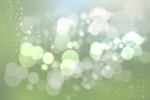 Abstract green and white lightening bokeh circles from unterwater bubbles. Beautiful green texture.