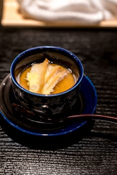 Japanese Steamed egg with butter grilled abalone