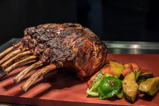 Carving of Wagyu beef roast Prime rib