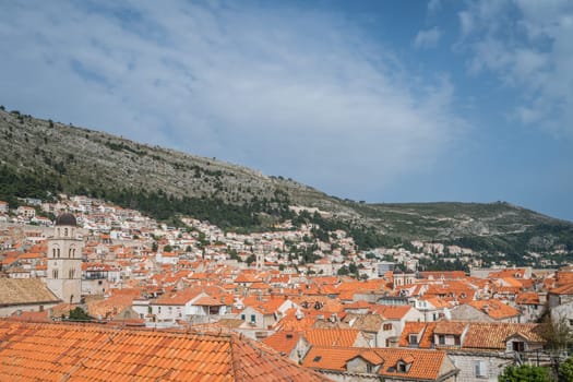 Rooftops of old houses in Dubrovnik, viewed from the Old Town fortified walls