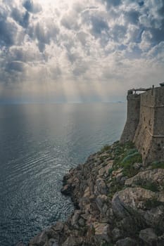 Massive thick stone walls of the Old Town, Dubrovnik, Croatia