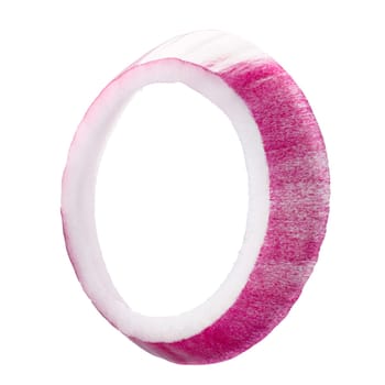 Haniging red purple onion ring. Clipping paths, shadowless