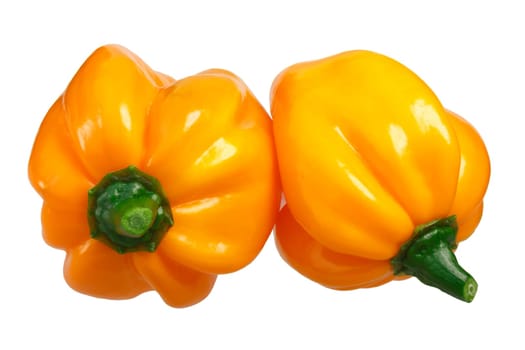 Numex Suave Orange chile peppers (Capsicum chinense, Habanero type). Clipping path