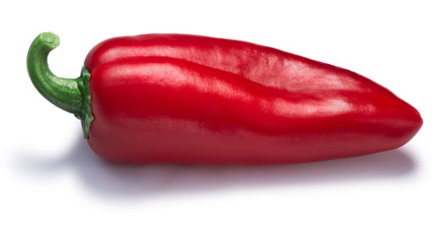Anaheim pepper, red ripe. Clipping paths, shadow separated