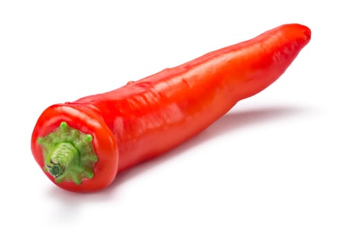 Whole orange Hungarian Hot Wax pepper or paprika (Capsicum annuum). Clipping paths, shadow separated