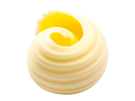 Butter or spread curl roll. Clipping path