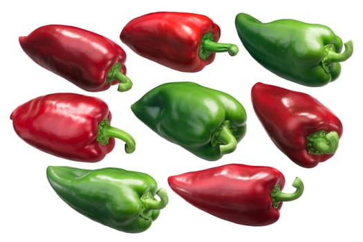 Bell peppers Grueso de Plaza, a Spanish heirlooms, fresh, whole pods