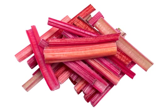 Pile of diced swiss chard stalks, top view