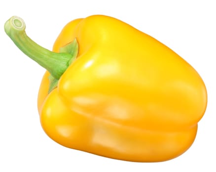 Golden California Wonder sweet bell pepper (Capsicum annuum), whole pod, top view