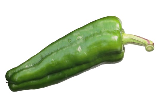 Dulce Espana sweet green chile pepper, whole pod. Clipping paths
