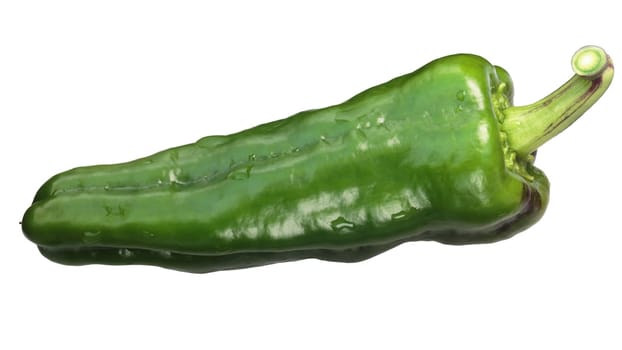 Dulce Espana sweet green chile pepper, whole pod. Clipping paths
