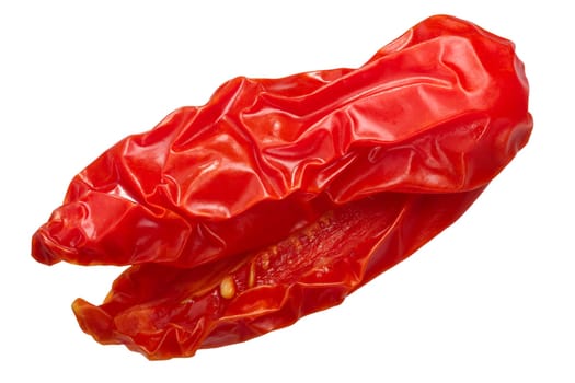 Dried or sundried San Marzano tomato halves, top view