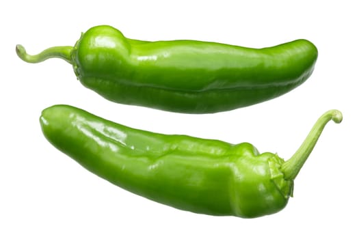 Joe E. Parker chile pepper, Numex or New Mexican pod type, unripe whole fruits (Capsicum annuum)