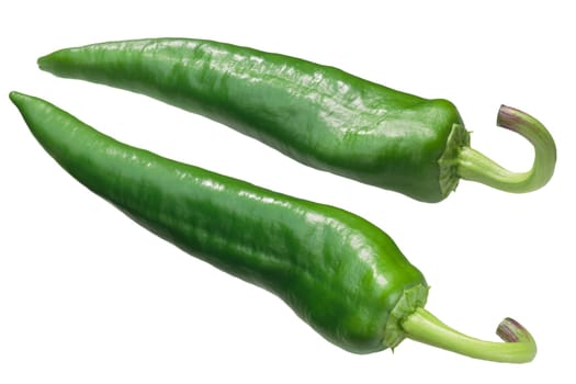 Espanola Improved chile pepper, whole green. Numex or New Mexican pod type, Capsicum annuum