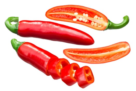 Szegedi Paprika, a Hungarian Peppers, whole, halved and chopped