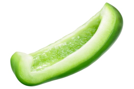Green bell peppers slice, top view