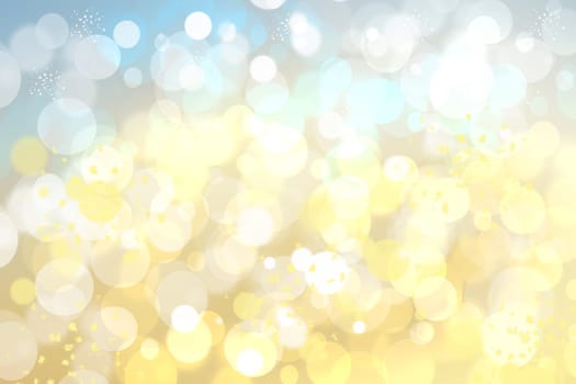 Abstract blurred yellow blue gradient pastel background texture with white bokeh circles.