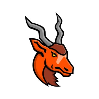 Mascot icon illustration of head of an addax, white antelope or screwhorn antelope, an antelope that lives in the Sahara desert  viewed from side on isolated background in retro style.