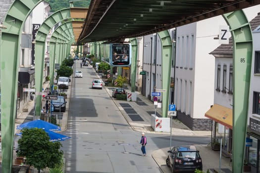 WUPPERTAL  NRW  GERMANY - JULY 31  2017:. Suspension railway in the station Wuppertal Vohwinkel.Die Hochbahn is used for public transport.