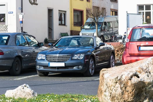 Zeltingen-Rachtig, Germany - March 26, 2016:.Chrysler Crossfire near in the parking lot in Zeltingen-Rachtig Uferallee in Germany on the Mosel.