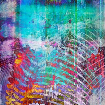 abstract multicolor layer artwork with added dynamic line mesh pattern texture and vintage flavor