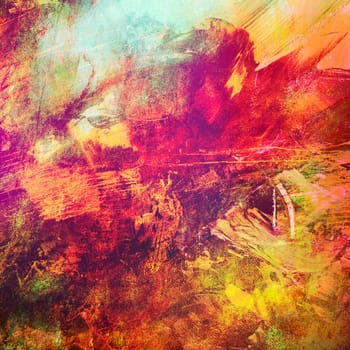 Abstract layer artwork, oil paints on opaque and transparent acrylics, analog and digital textures combined.
