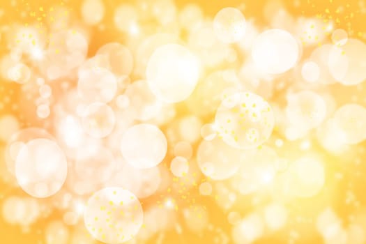 Abstract blurred festive yellow background  for Christmas with bokeh defocused golden lights.