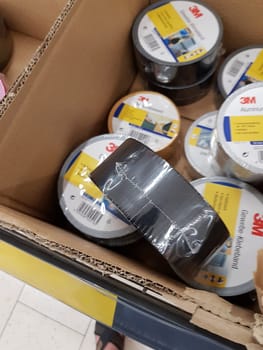 HEILIGENHAUS, NRW, GERMANY - MAY 30, 2018:.3M Premium fabric tape in black and aluminum tape in the package.