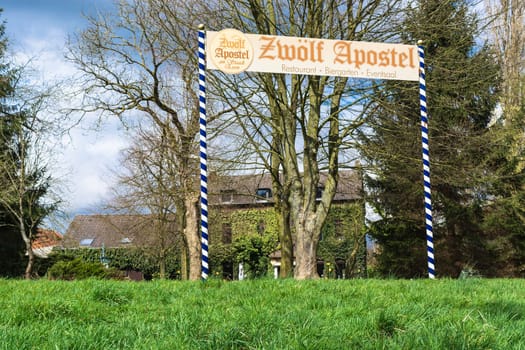 ESSEN WERDEN, NRW, GERMANY - APRIL 04, 2016: .Advertising sign, billboard of a rural tourist restaurant.
