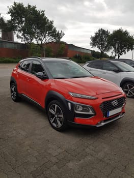 HEILIGENHAUS, NRW, GERMANY - JUNE 18, 2018:.The new SUV from Hyundai the Hyundai Kona Premium in a parking lot.