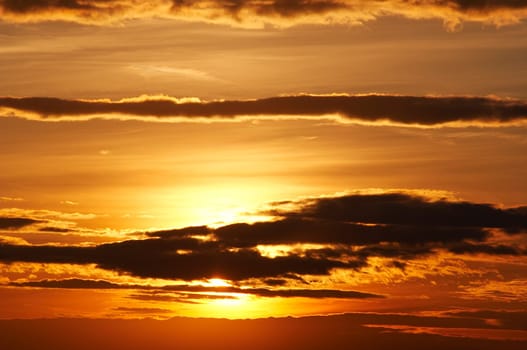 Dark clouds at sunset