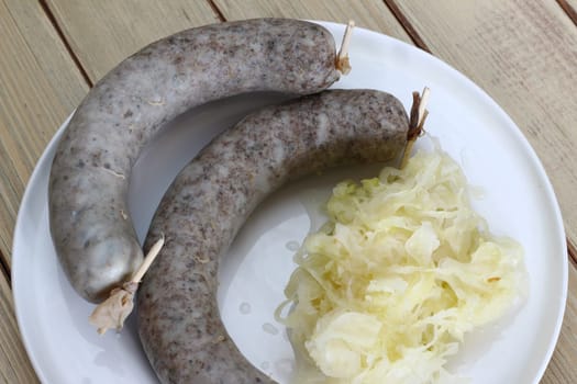 Sausage with sauerkraut - favorite hog killing delicacy