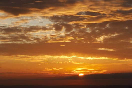 Shot of the sky and clouds at sunset