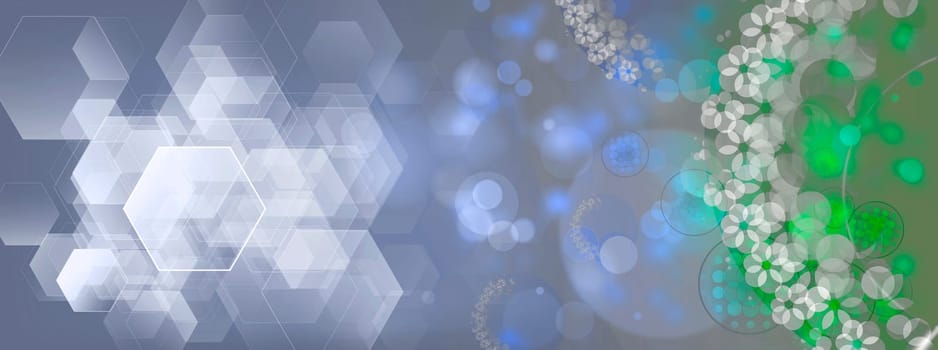 Illustration of a cell structure with copyspace. Medical health, medical technology, radiotherapy background.