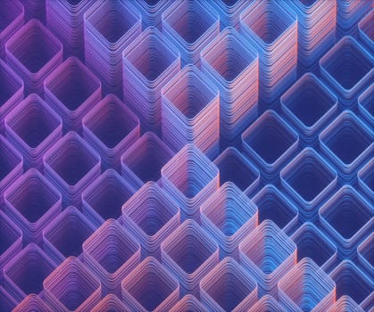 3D illustration. Artistic abstract tubular structure. Image with light and colorful shadow.