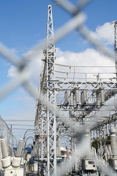 Part of high-voltage substation with switches and disconnectors