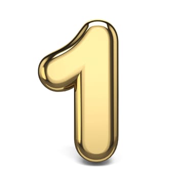 Golden number 1 ONE 3D render illustration isolated on white background