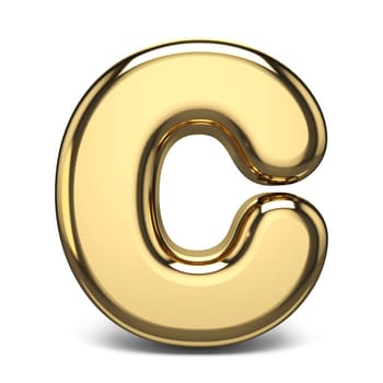 Golden font letter C 3D render illustration isolated on white background