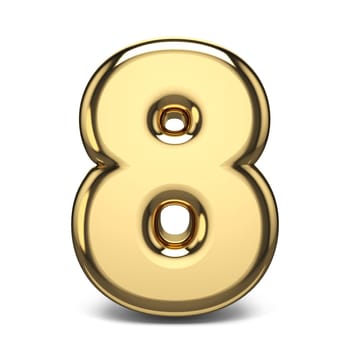 Golden number 8 EIGHT 3D render illustration isolated on white background