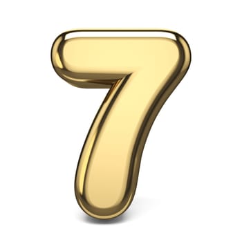 Golden number 7 SEVEN 3D render illustration isolated on white background