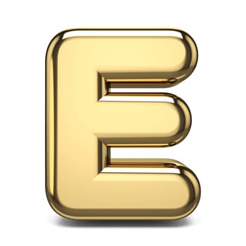 Golden font letter E 3D render illustration isolated on white background