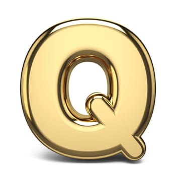 Golden font letter Q 3D render illustration isolated on white background
