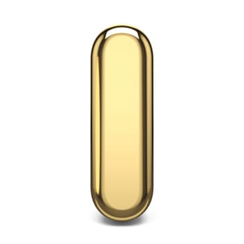 Golden font letter I 3D render illustration isolated on white background