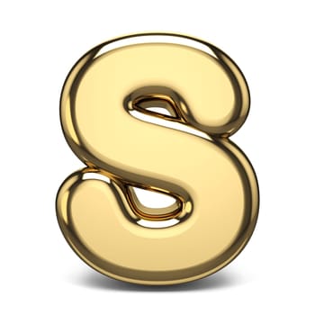Golden font letter S 3D render illustration isolated on white background