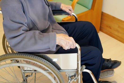 senior or elderly man patient on wheelchair so sad in hospital