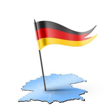 Germany map and flag on white