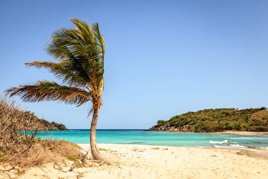 Empty idyllic beach on a small island in BVI